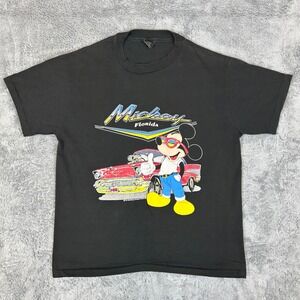 Vintage Sherry's Best Mickey Mouse Florida Hot Rod Black Graphic T-Shirt XL